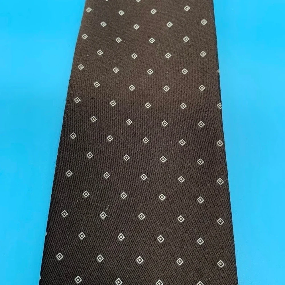 Oscar de la Renta Brown Geometric Preppy Logo Men's Classic Neck Tie